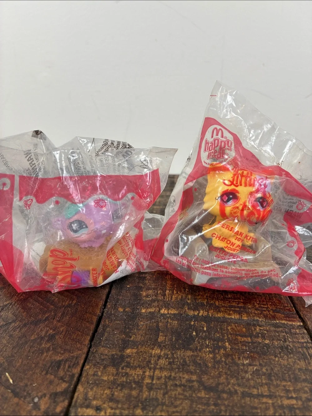 2- LPS Littlest Pet Shop Happy Meal Toy McDonald's In Bag Hamster Persian Kitten